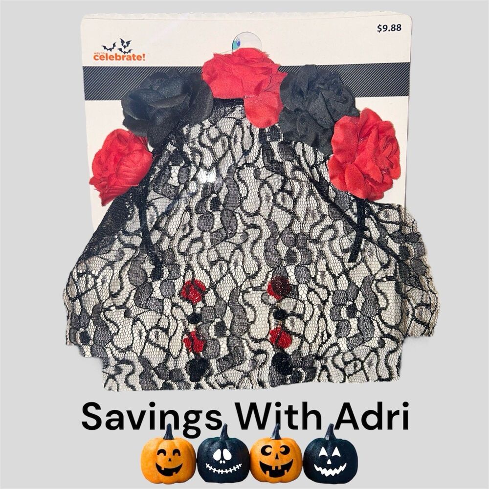 Way to Celebrate Halloween Costume Accessory Set Mask with Earrings